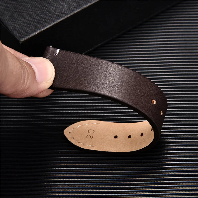 Quick Release Watchband Genuine Leather Watch Strap Replacement Belt