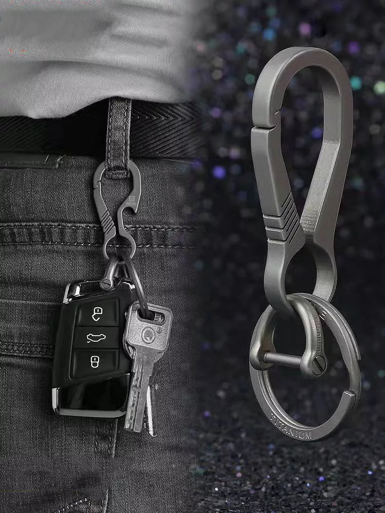 Titanium Luxury Ultra Lightweight EDC Carabiner Holder Ring Keychain