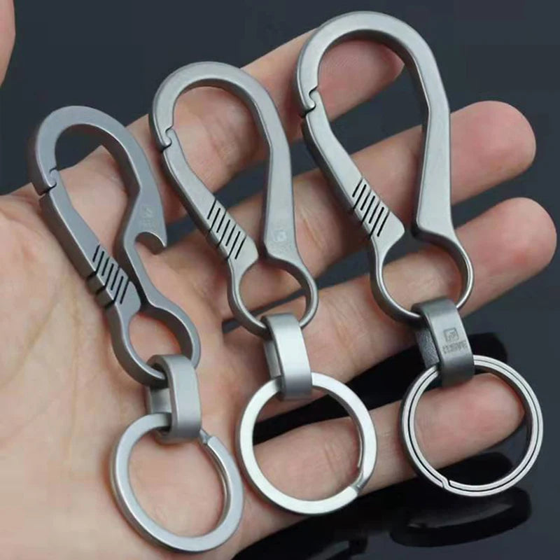 Titanium Luxury Ultra Lightweight EDC Carabiner Holder Ring Keychain