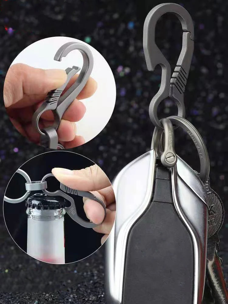 Titanium Luxury Ultra Lightweight EDC Carabiner Holder Ring Keychain