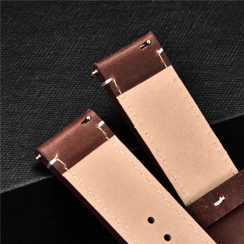 Quick Release Watchband Genuine Leather Watch Strap Replacement Belt