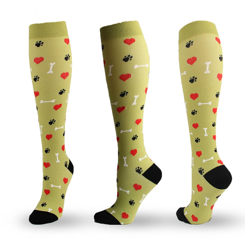 Multi-Print Unisex Leg Support Knee High Compression Socks