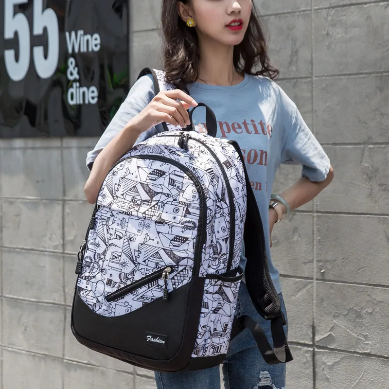 Camouflage Printing Oxford Soft School Zip Backpack