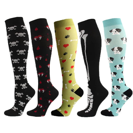 Multi-Print Unisex Leg Support Knee High Compression Socks