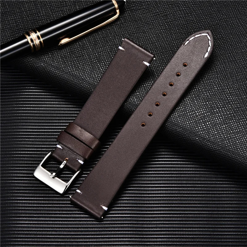 Quick Release Watchband Genuine Leather Watch Strap Replacement Belt