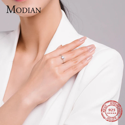 Modian Clear CZ 925 Sterling Silver Adjustable Charm Ring In Gold Or Silver 5 Styles