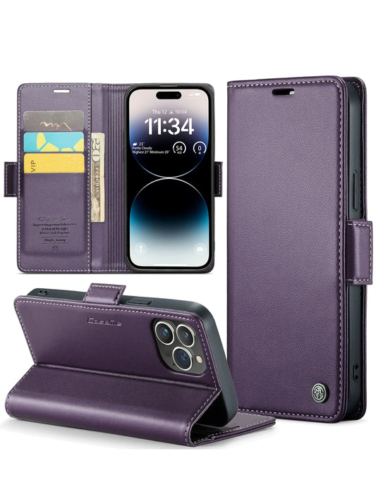 Apple iPhone Card Flip Buckle Leather Wallet Case