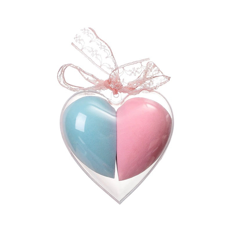 Heart Shaped Powder Puff Sponge Cosmetic Box