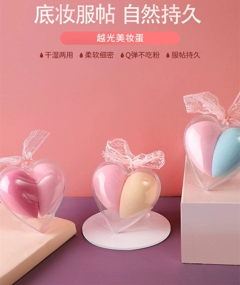 Heart Shaped Powder Puff Sponge Cosmetic Box