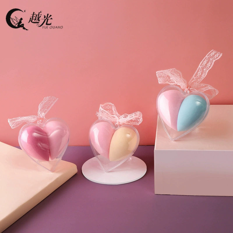 Heart Shaped Powder Puff Sponge Cosmetic Box