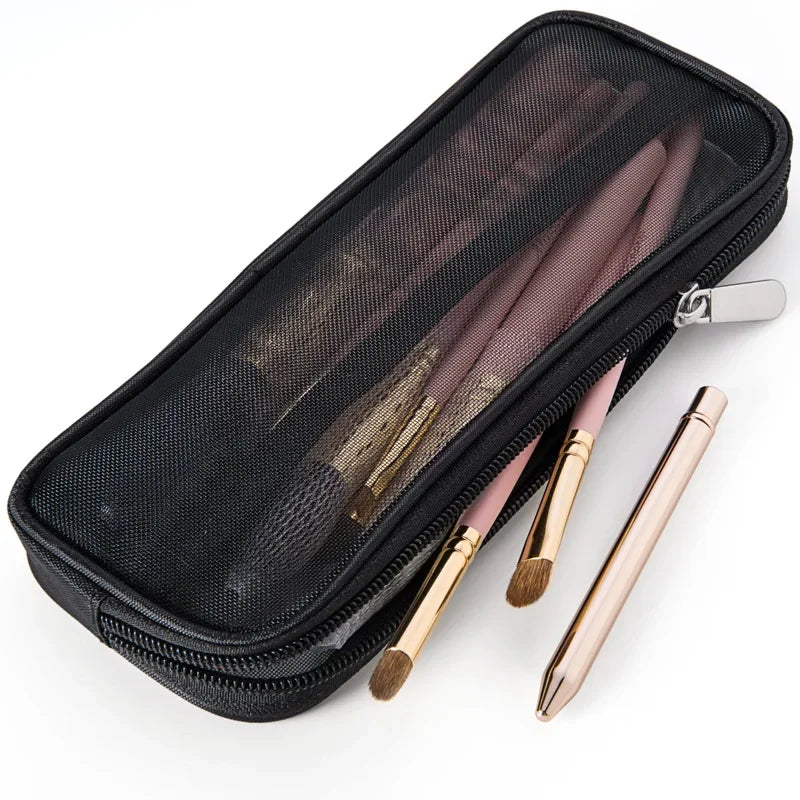 Mesh Makeup Brush Accessories Organizer Travel Case Bag