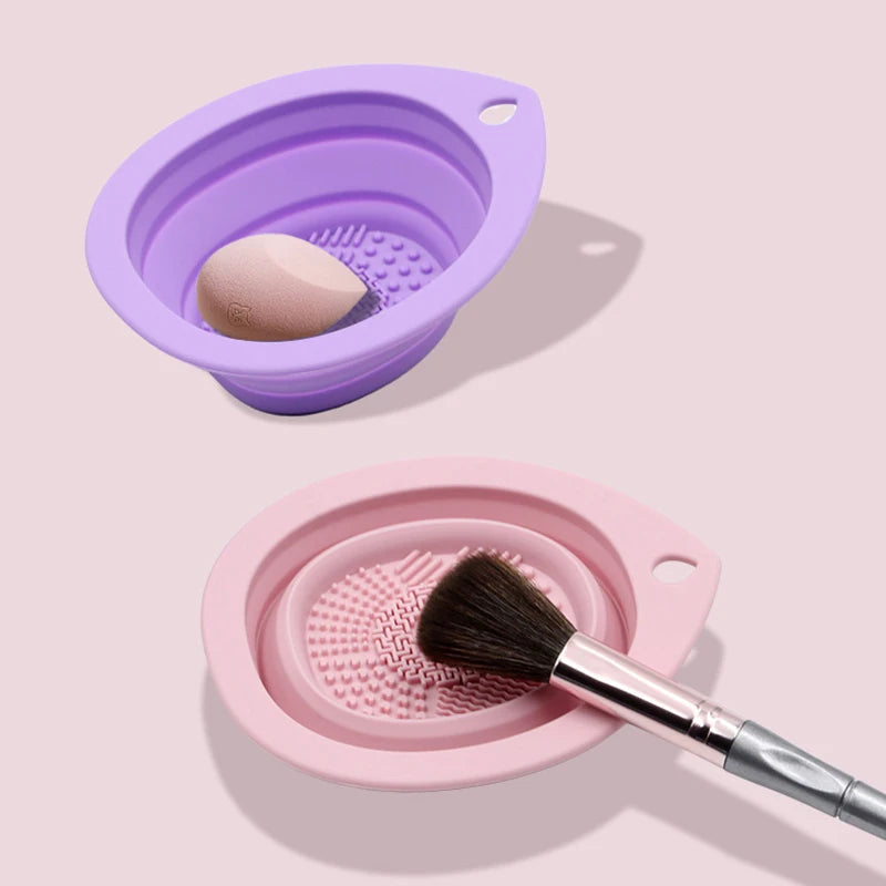 Flexible Silicone Foldable Scrubbing Makeup Brush Bowl