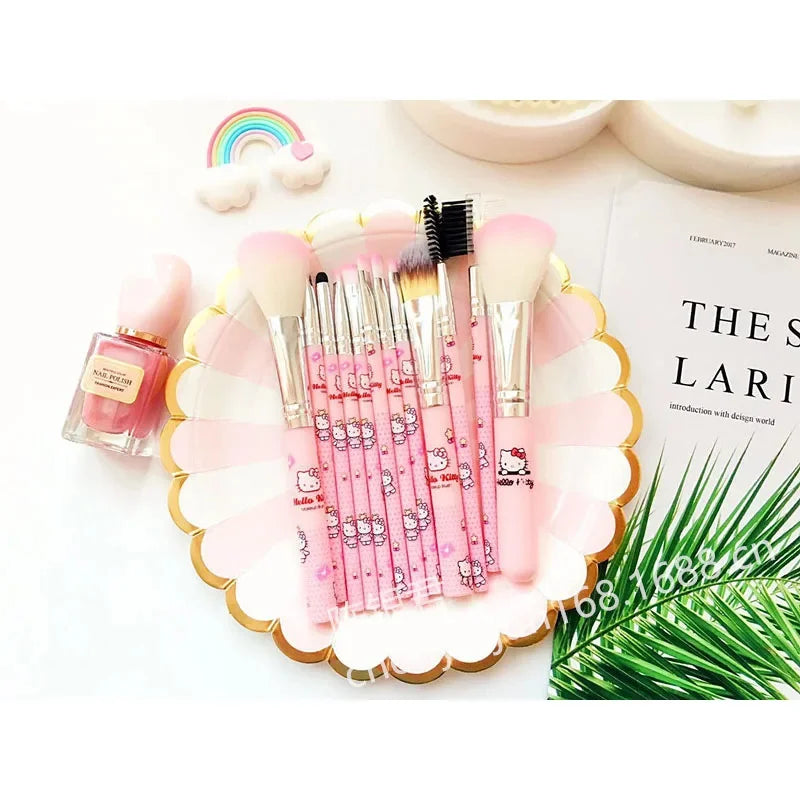 12Pcs Sweet Girl Cartoon Soft Bristle Holiday Makeup Brushes Set