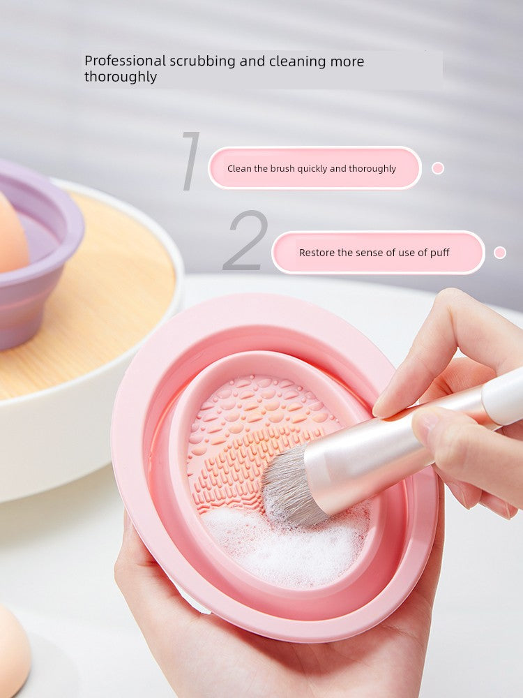 Cosmetic Powder Puff Cushion Sponge & Brush Cleaning Tool