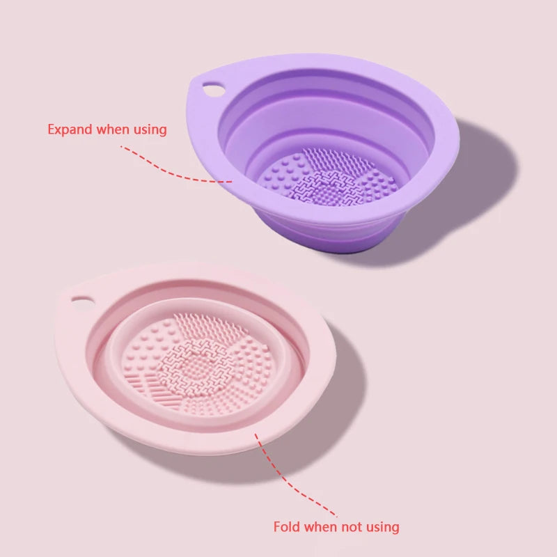 Flexible Silicone Foldable Scrubbing Makeup Brush Bowl