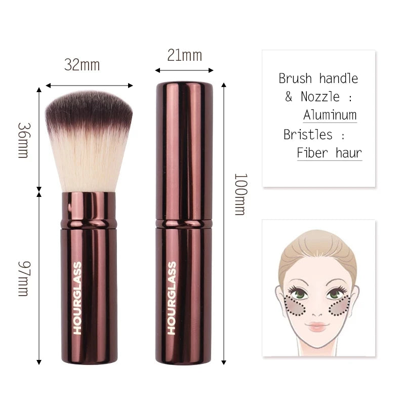 Hourglass Retractable Kabuki Foundation Powder Contour Makeup Brushes Portable 2Pcs Set