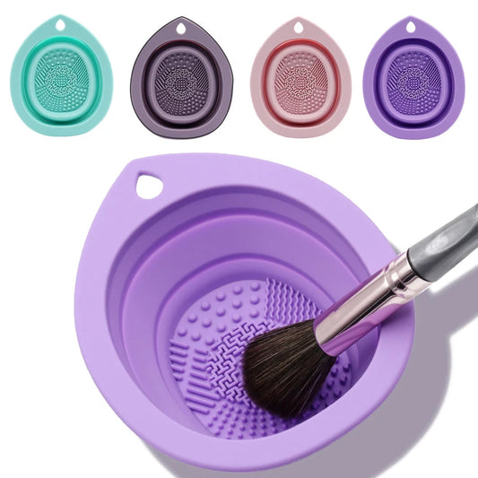 Flexible Silicone Foldable Scrubbing Makeup Brush Bowl