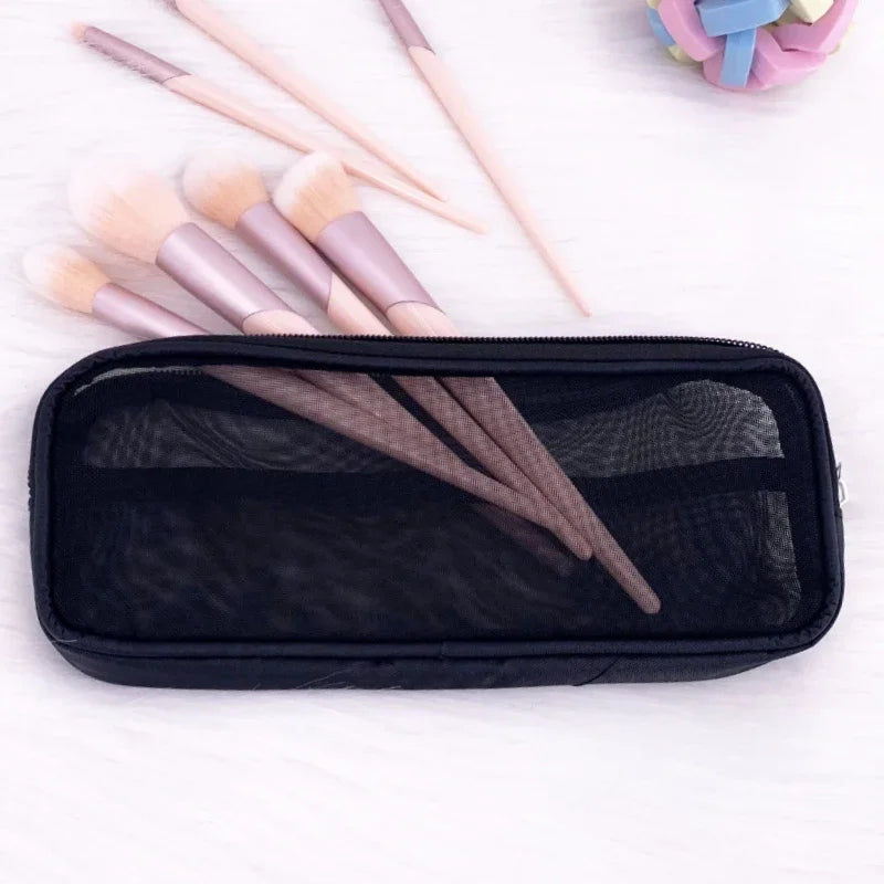 Mesh Makeup Brush Accessories Organizer Travel Case Bag