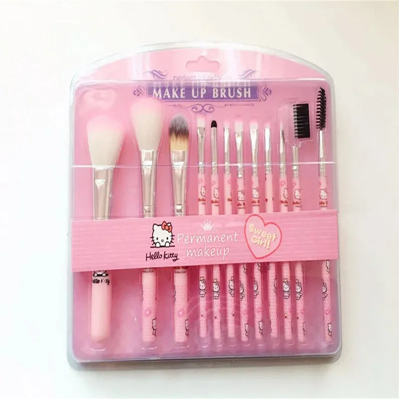 12Pcs Sweet Girl Cartoon Soft Bristle Holiday Makeup Brushes Set