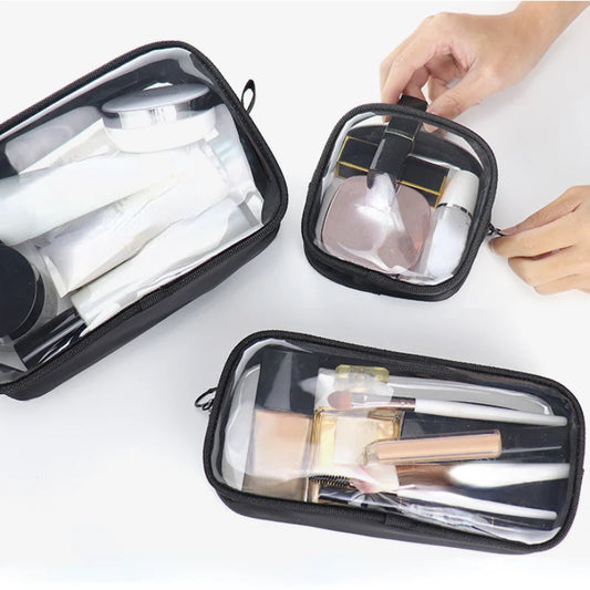 Waterproof Black Clear Cosmetic Portable Transparent Makeup Brush Storage Travel Organizer Bag