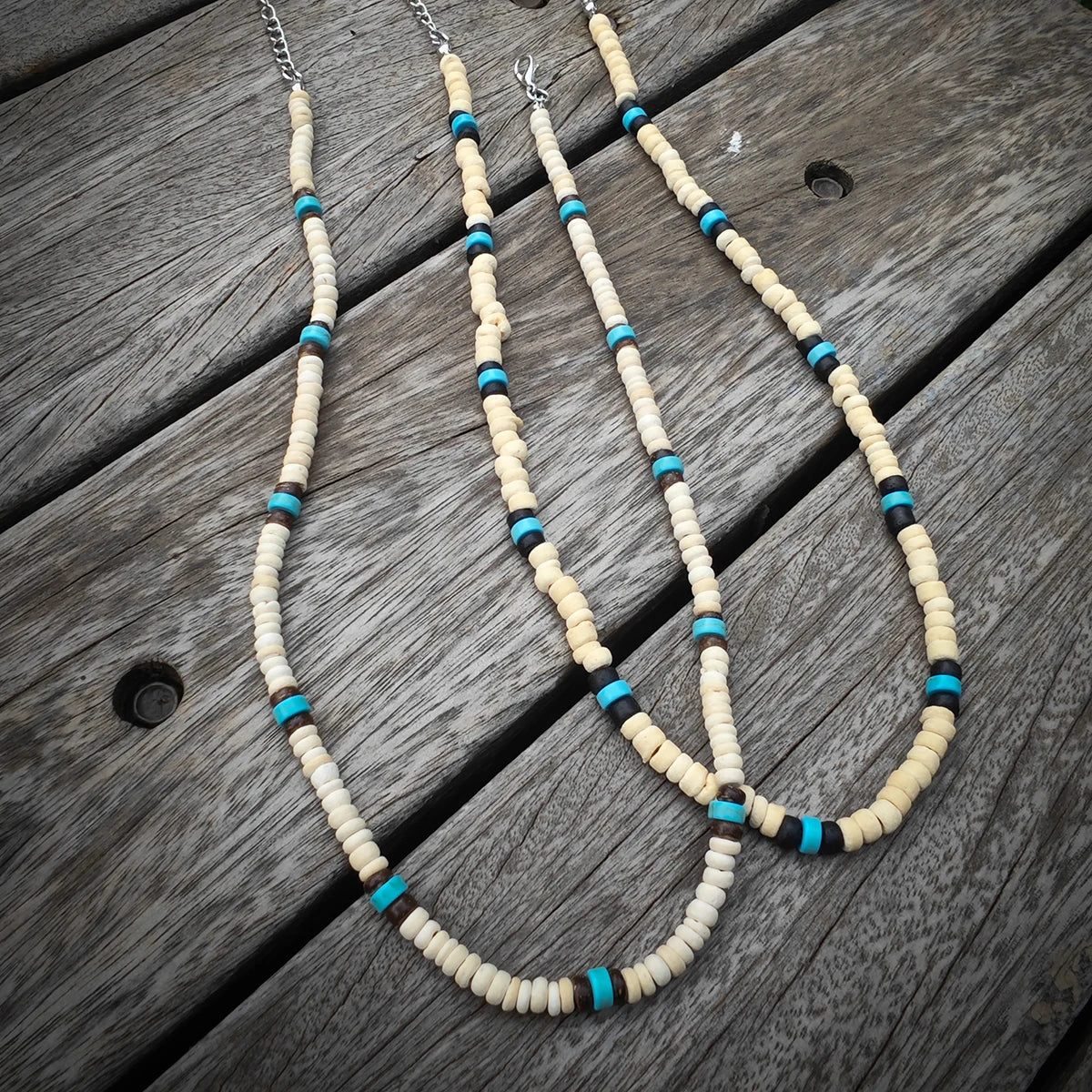 Men's Simple Geometric Tribal Beach Wooden Beaded Surfer Necklace 9 Styles