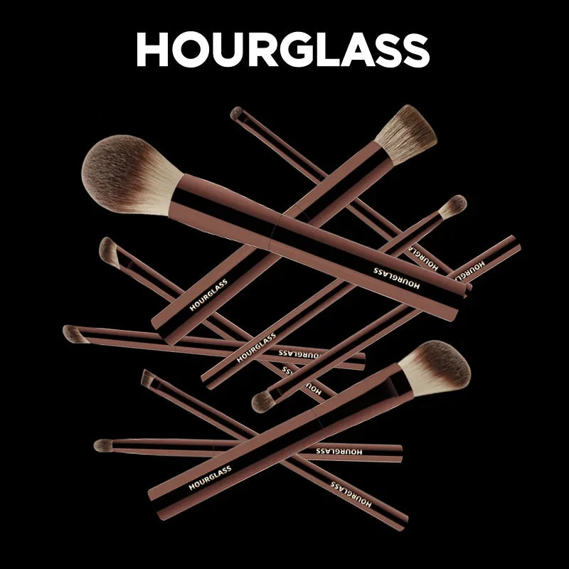 Hourglass 10pcs Set Powder Sculpting Diagonal Eye Shadow Concealer Nose Eye Makeup Brushes