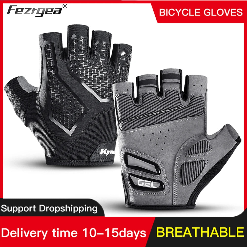 Fezrgea Gloves Liquid Silicone Shock-Absorbing Breathable Sports Fitness Half-Finger Gloves