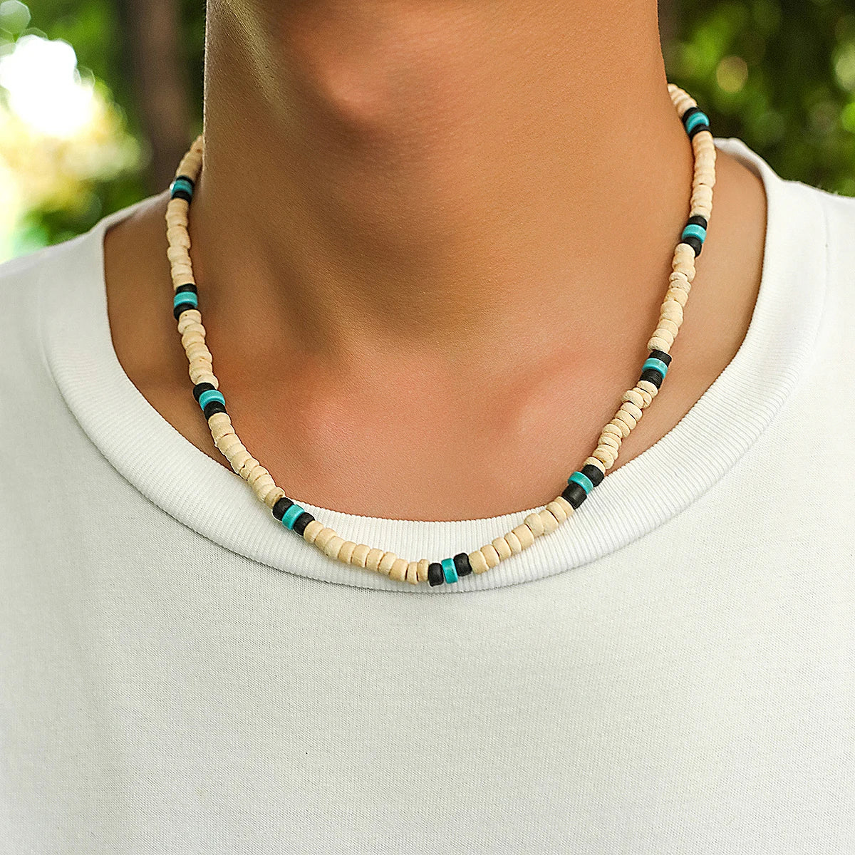 Men's Simple Geometric Tribal Beach Wooden Beaded Surfer Necklace 9 Styles