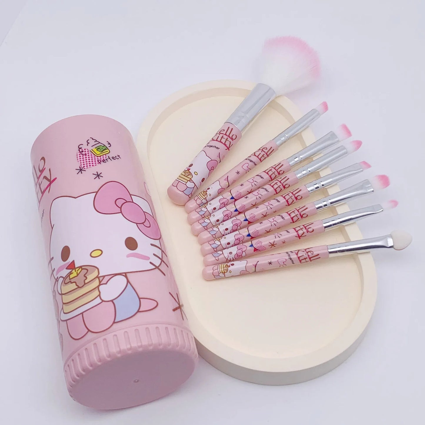 8Pcs Cartoon Cute Soft Bristle Cosmetics Beauty Makeup Brush Barrel Tool Gift Set