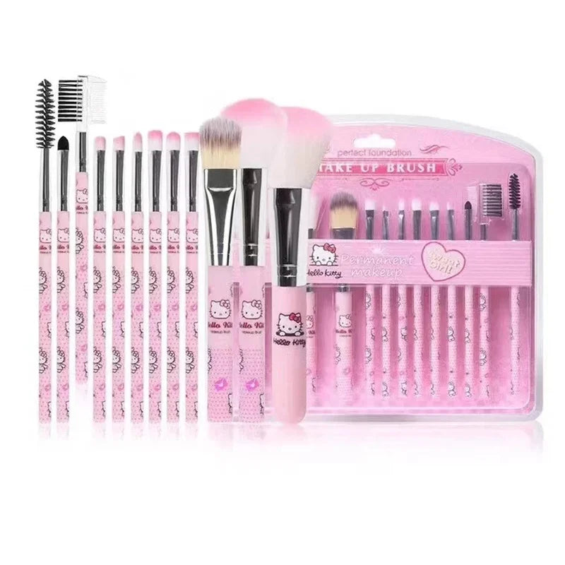 12Pcs Sweet Girl Cartoon Soft Bristle Holiday Makeup Brushes Set