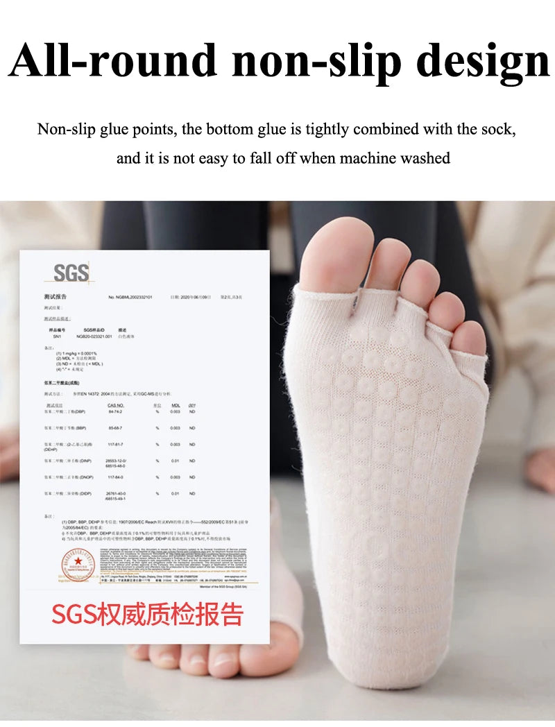 Five Finger Yoga Socks Lace Cross Strap Bandage Non Slip Gym Workout Pilates Ballet Dance Cotton Split Toe Grip Floor Socks