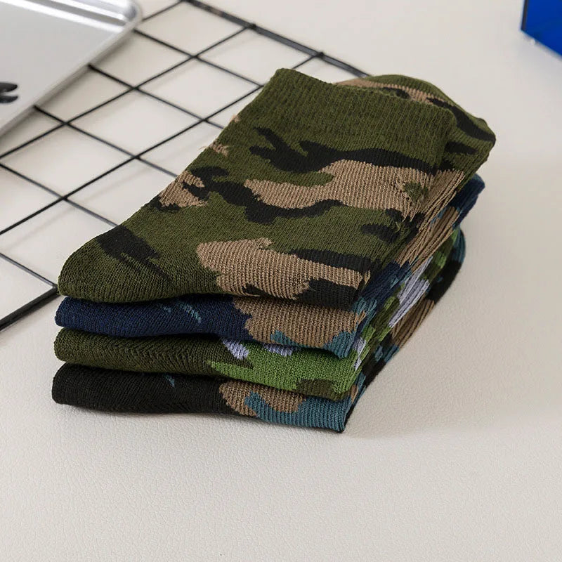 Men Multi-Color Camouflage Comfortable Warm Thickened Cotton Socks 5 Pairs