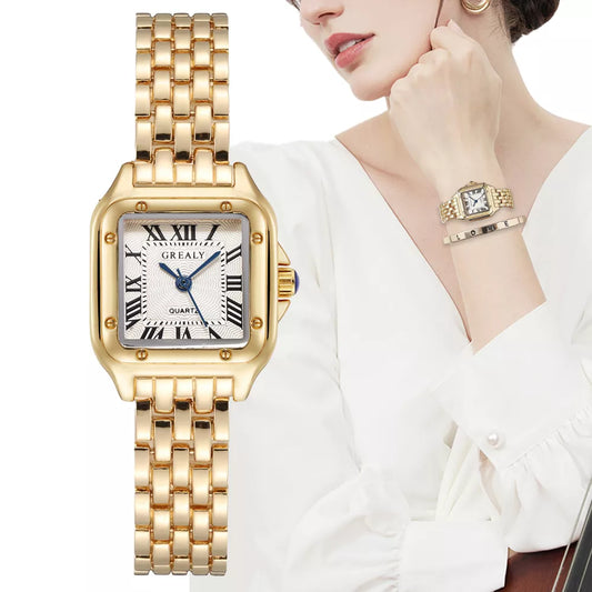 Luxury Women's Quartz Square Watches Alloy Strap Watch Option With Bracelets